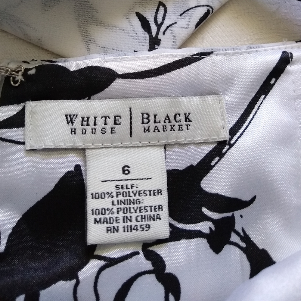 Halter pinup flare floral roses black white dress - Picture 2 of 7